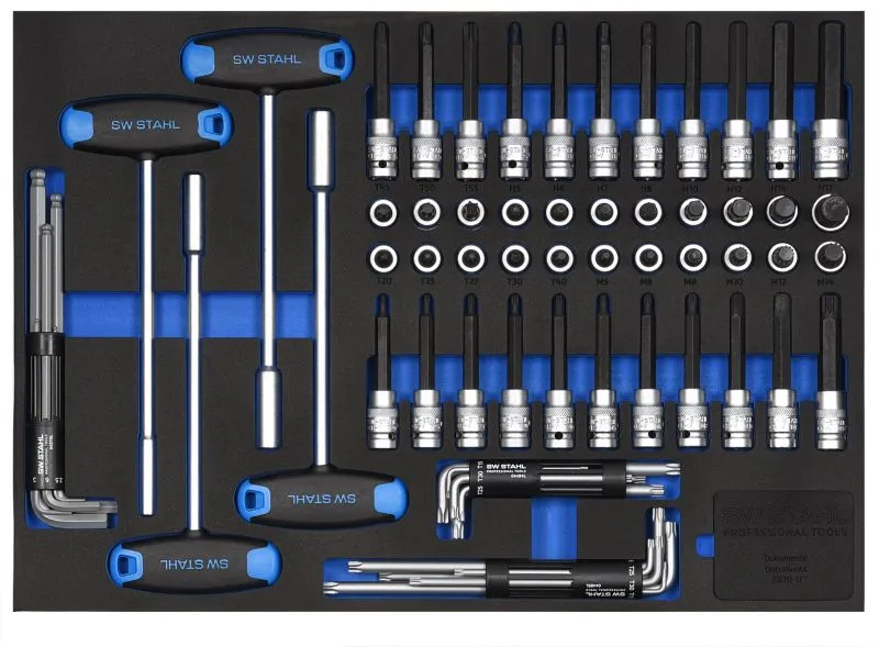 Assortiment de chariots d'atelier SW-Stahl clé à douille 1/2" 72 pièces Z3011-11 acquérir à bas prix