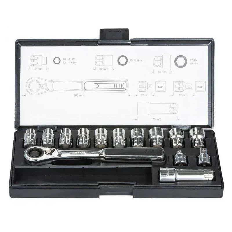 Coffret Clé à cliquet douilles traversantes métriques MAKITA B-65595