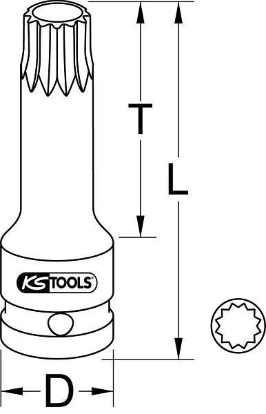KS Tools Douille à chocs 1/2" multi-dents longue M12 911.0951 obtenir à bas prix