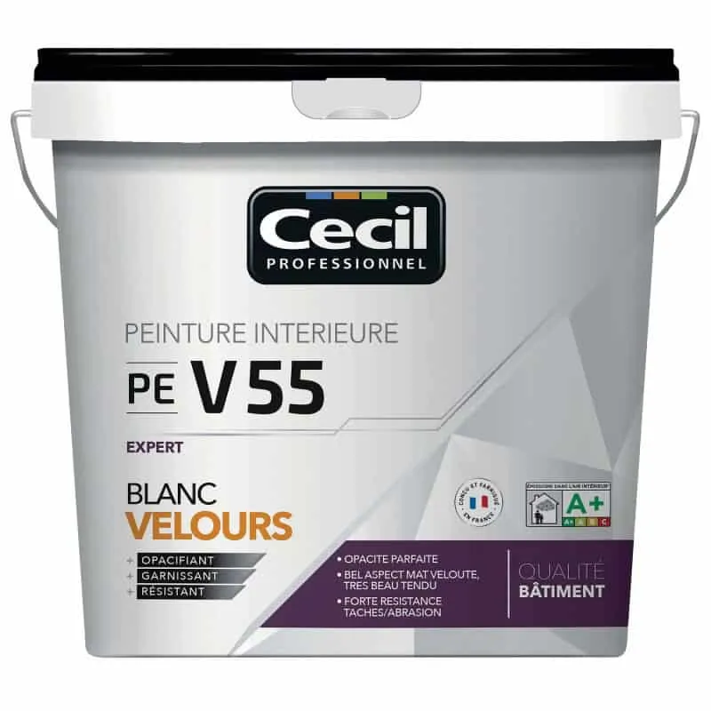 Peinture de finition PE V55 10L blanc velours expert CECIL 118269 pour couloir et escalier