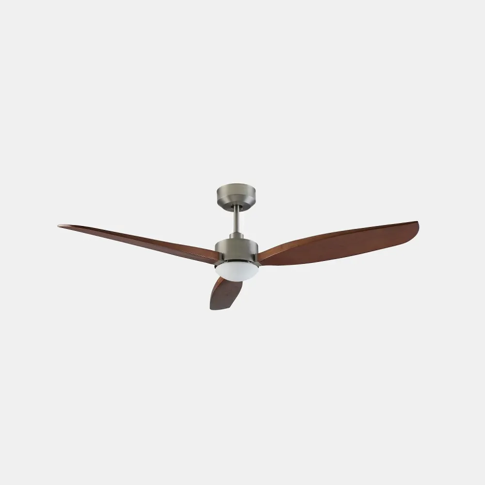 Ventilateur plafond Embat silencieux 132.7 cm Niquel Bois LED Moteur DC pour chambre à coucher