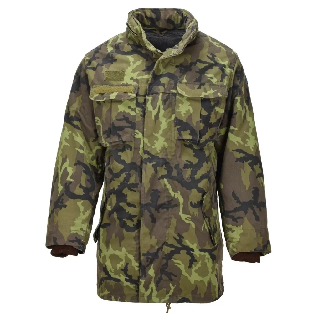 Veste de style Parka militaire tchèque originale Doublure Fausse fourrure M95 Camouflage