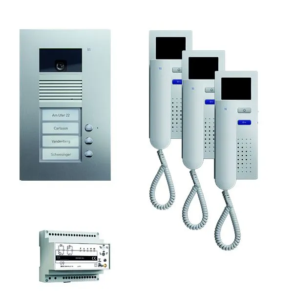 Vidéo du réseau de commande de porte TCS : pack UP pour 3 unités d'habitation avec platine de rue AVU 3 boutons d...