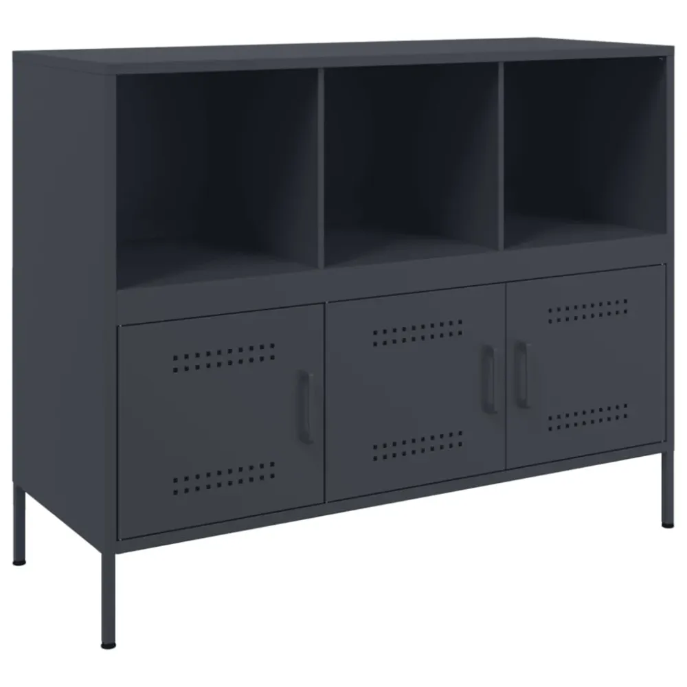 Buffet bahut commode armoire meuble de rangement organisateur cuisine salle de séjour salon 100,5 x 39 x 79 cm acier anthr...