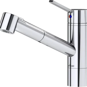APPASO Mitigeur d'Evier avec Douchette Robinet de Cuisine Contemporain Bec Rotatif Chromé Argent