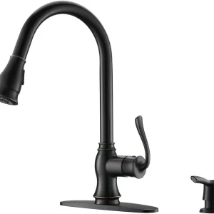 APPASO Robinet de Cuisine 360° Rotatif Mitigeur d'Évier Extractif Robinet Cuisine Actuel Eau Chaud et Froid 2 Jets Bronze...