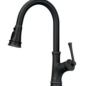 APPASO Robinet Cuisine Mitigeur Extractif Robinet Lavabo Bec Rotatif avec 3 Jets en Laiton Massif Cuivre étain Huilé