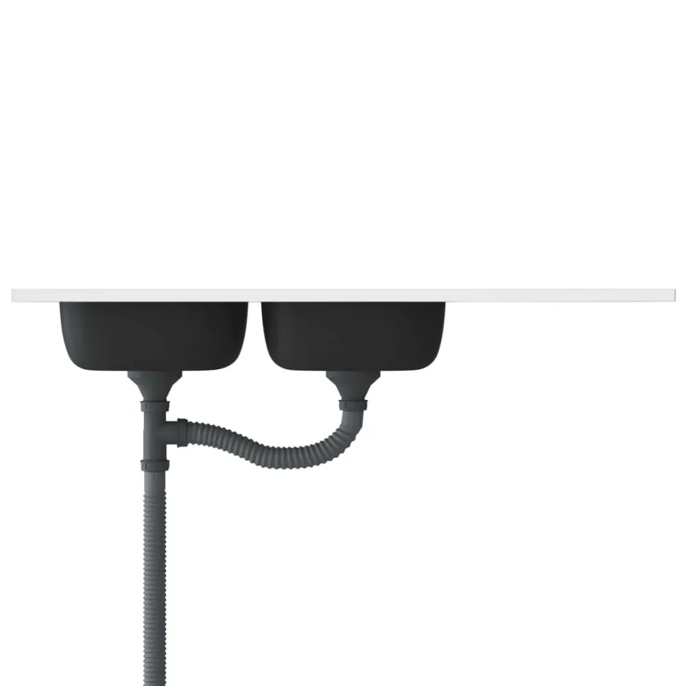 Evier de cuisine à duo lavabo évier encastré lavabo de cuisine lavabo encastré maison intérieur argenté 120 cm acier inoxy...
