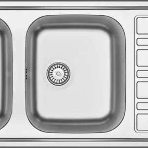 Evier Inox 120x50 cm - 2 Cuves + Égouttoir Encastrable | Banka Sinks