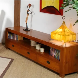 Meuble TV avec 3 tiroirs en teck