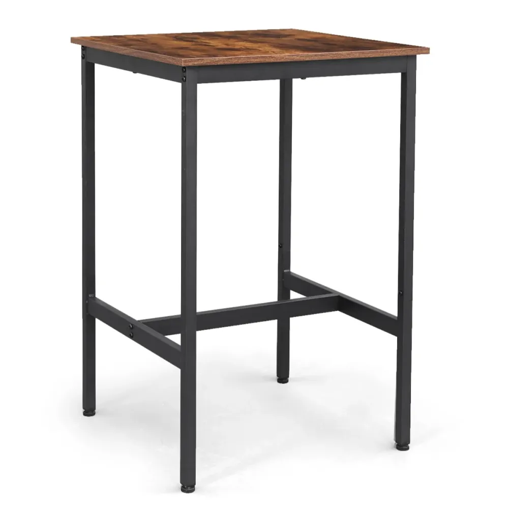Table haute table de bar carrée cadre en acier robuste 60 x 60 x 90 cm montage accessible pour cuisine salon style industr...