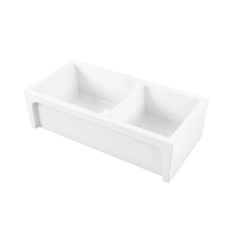 Vasque évier cuisine doublement bac 91x46 en céramique blanche brillante collection Frame de Ceramica Galassia