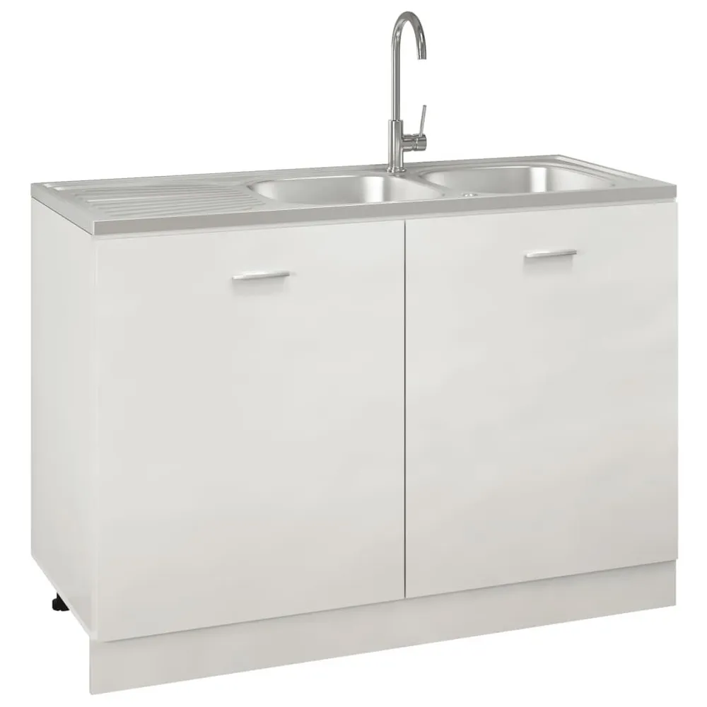 Évier de cuisine à deux fois évier argenté 1200x500x155 mm inox