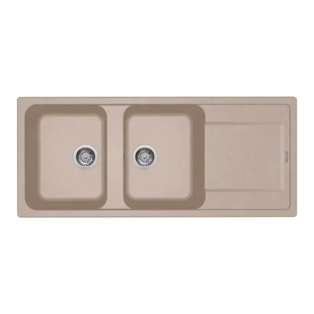 Évier encastrable 116x50 à 2 bacs en GRANITEK couleur Avoine avec égouttoir Modèle LIFE500 réversible