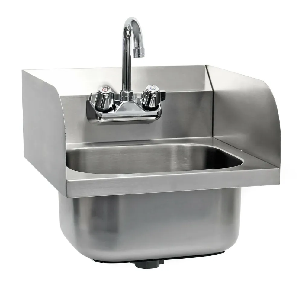 évier lavabo acier fin gastro cuve carrée lave-main lavabo robinet 16_0002396